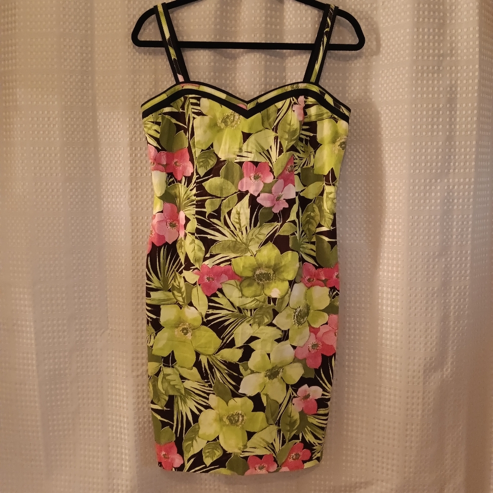 Joseph Ribkoff Hawaiian print floral dress.